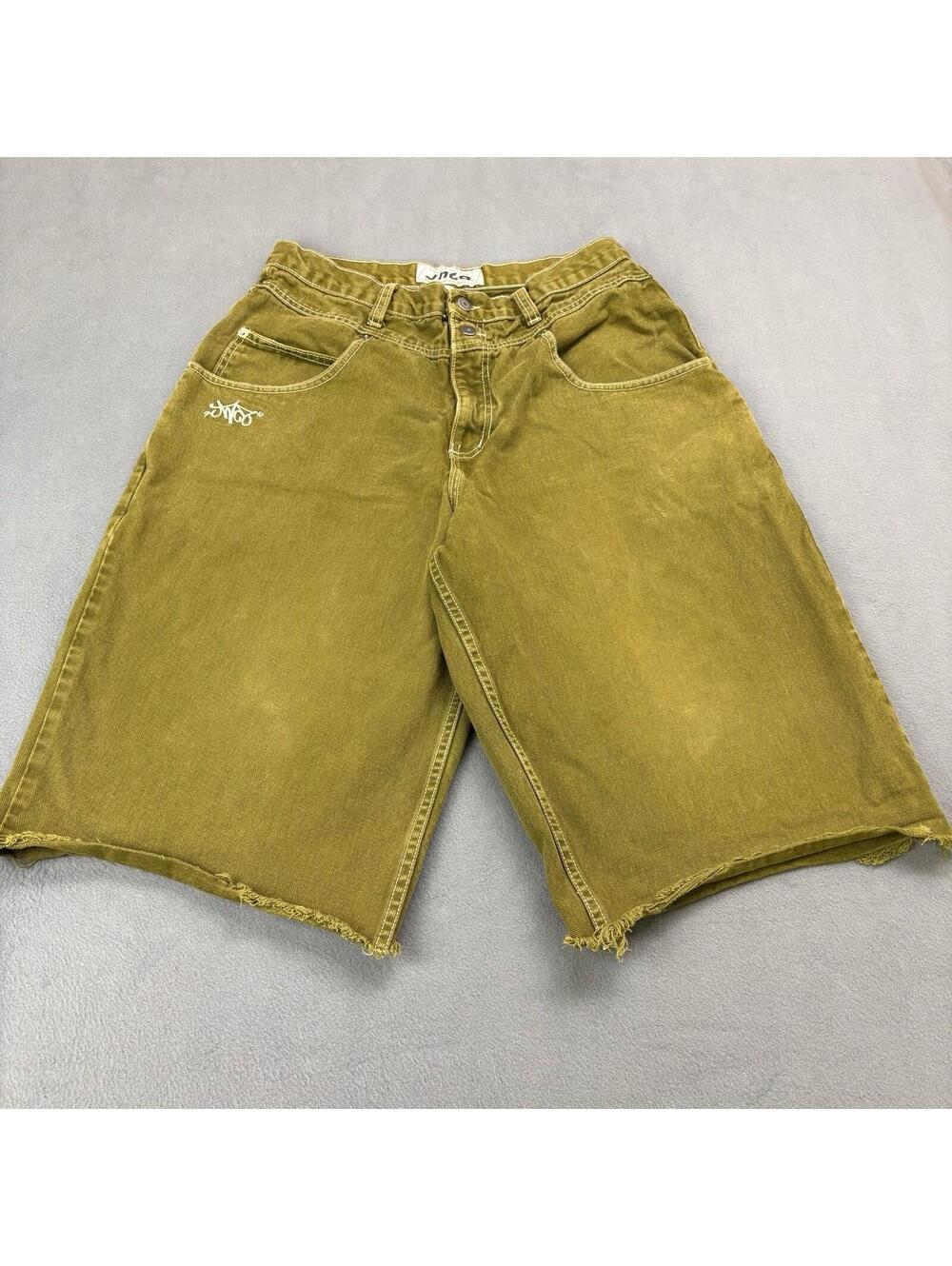 Vintage 90s Jnco Cut Off Jean Shorts Size 33 Olive Green